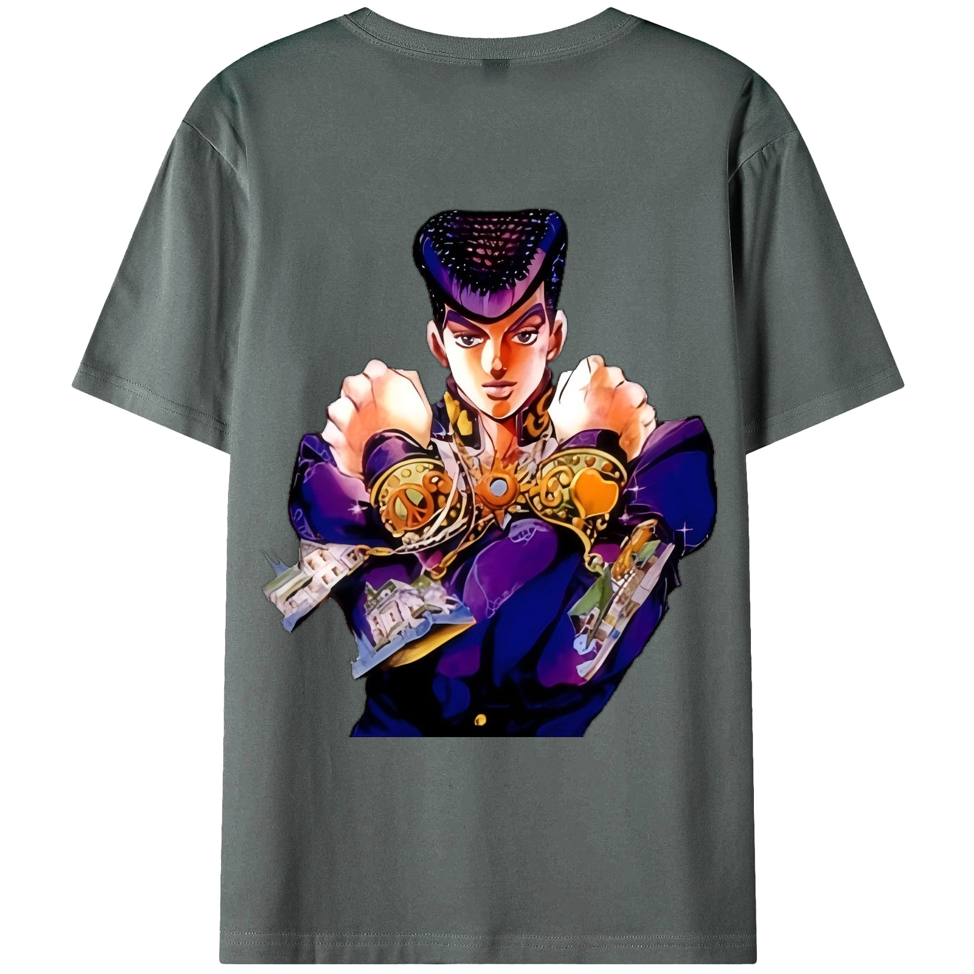 （画像用） ジョジョの奇妙な冒険 ひがしかた じょうすけ JoJo's Bizarre Adventure Higashikata Josuke 綿100％ メンズ半袖Tシャツ（バックプリント） 通気性